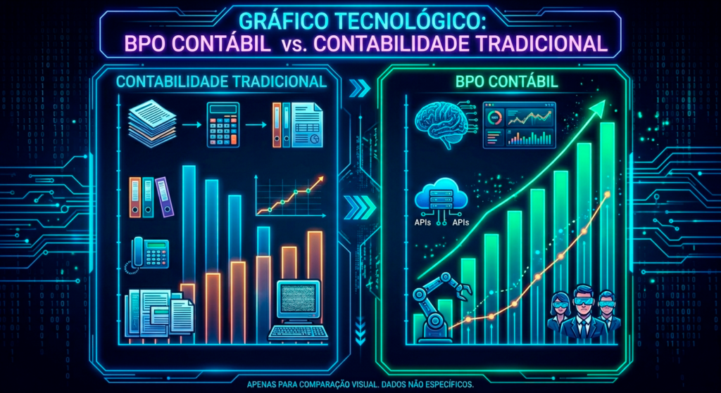 gráfico comparativo entre contabilidade tradicional e BPO Contábil focado em gestão de PMEs
